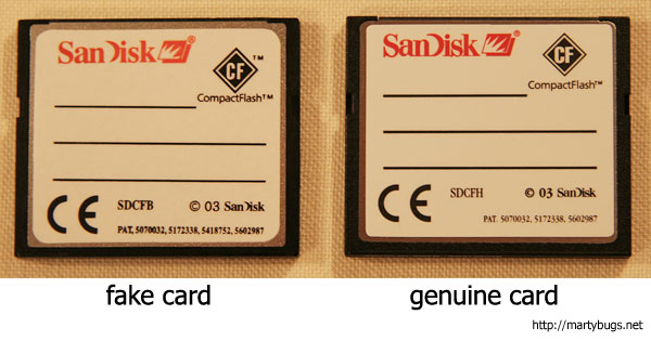 How to spot fake SanDisk CF memory card